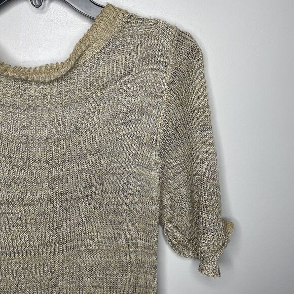 CHLOE Sweater Dress Womens TL Beige Pullover Button-Front Linen Silk Knit - Picture 4 of 6